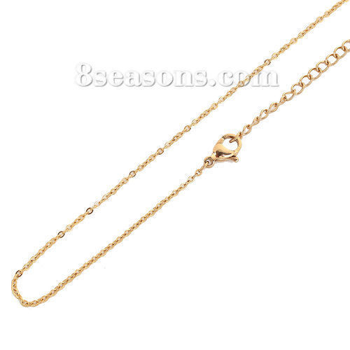 Image de Colliers en 304 Acier Inoxydable Perles Imitées Doré Blanc 43.5cm Long, 1 Pièce