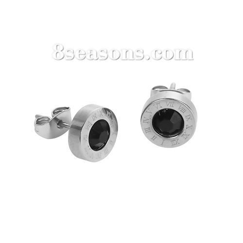 304ステンレス鋼 イヤリング シルバートーン 円形 15mm x 9mm、 ワイヤーサイズ: （20号）、 3 ペア の画像
