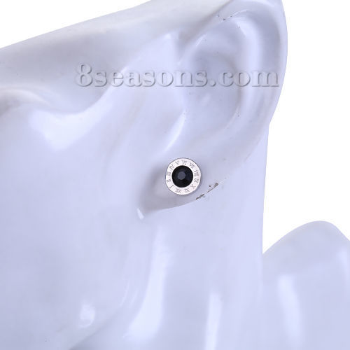 304ステンレス鋼 イヤリング シルバートーン 円形 15mm x 9mm、 ワイヤーサイズ: （20号）、 3 ペア の画像