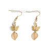 Picture of 304 Stainless Steel Earrings Gold Plated Butterfly Animal Leaf Clear Rhinestone 61mm(2 3/8") x 12mm( 4/8"), Post/ Wire Size: (21 gauge), 1 Pair