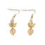 Immagine di 304 Acciaio Inossidabile Orecchino Oro Placcato Farfalla Foglia Trasparente Strass 61mm x 12mm , Diametro Filo: (21 misura), 1 Paio