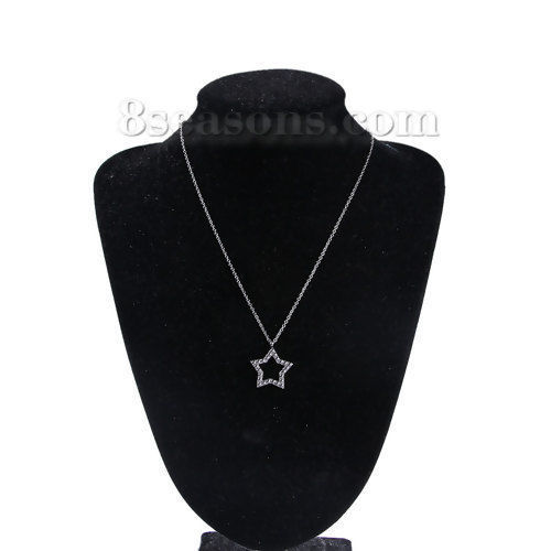 Image de Colliers en 304 Acier Inoxydable Argent Mat Etoile 45cm Long, 1 Pièce