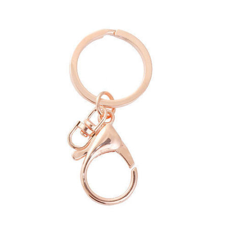 60 PCs Iron Based Alloy Keychain & Keyring Rose Gold 6.9cm x 3cm