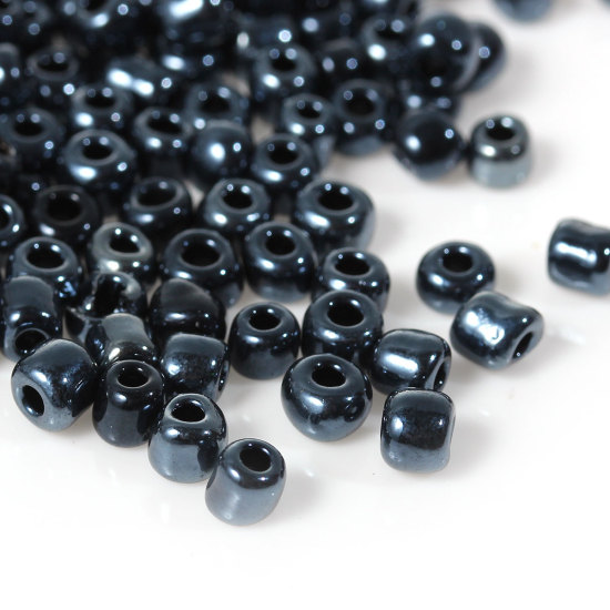Image de 10/0 Perles de Rocailles Rondes en Verre Noir Env. Dia. 2mm, Taille du Trou: 0.6mm, 100 Grammes