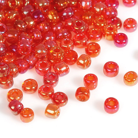 Image de 10/0 Perles de Rocailles Rondes en Verre Rouge Couleur AB Env. Dia. 2mm, Taille du Trou: 0.6mm, 100 Grammes