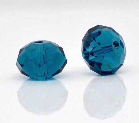 Crystal Glass Loose Beads Round Peacock Blue Faceted Transparent About 8mm Dia, Hole: Approx 1mm, 70 PCs