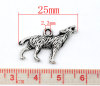 Picture of Zinc Metal Alloy 3D Charm Pendants Wolf Antique Silver Color 25mm(1") x 18mm( 6/8"), 20 PCs