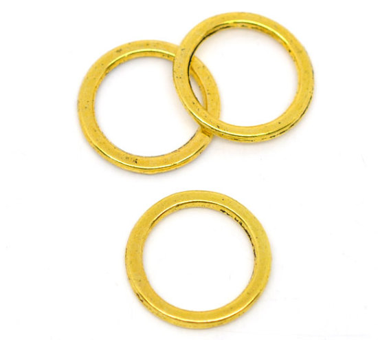 Bild von 1.4mm Zinklegierung Geschlossen Bindering Rund Antik Golden 15mm D., 20 Stück