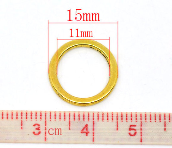 Bild von 1.4mm Zinklegierung Geschlossen Bindering Rund Antik Golden 15mm D., 20 Stück