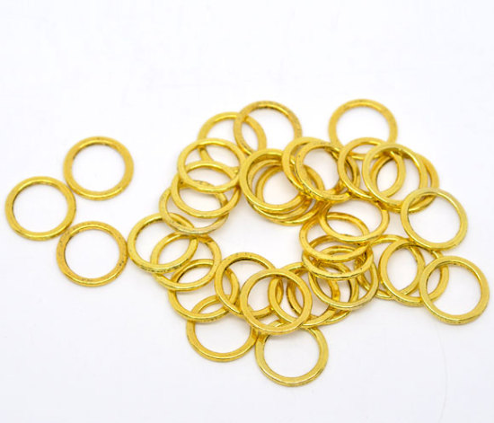 Bild von 1.4mm Zinklegierung Geschlossen Bindering Rund Antik Golden 15mm D., 20 Stück