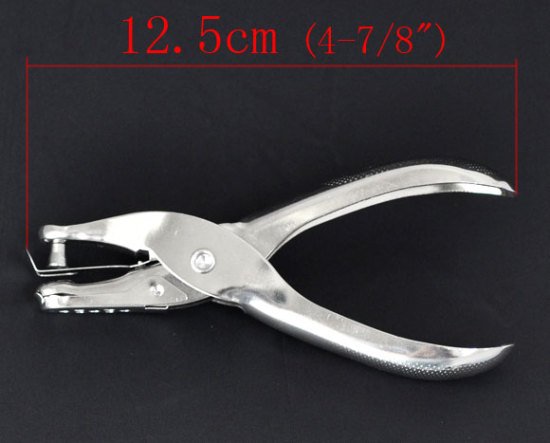 Bild von Silberfarbe Gürtel Handlocher Locher Zangen Lochzange 12.5cm verkauft eine Packung mit 2
