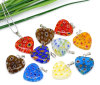 Picture of At Random Mixed Millefiori Glass Lampwork Heart Charm Pendants 20x20mm, sold per packet of 20
