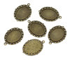 Picture of Zinc Based Alloy Cabochon Setting Pendants Oval Antique Bronze (Fits 25mm x 18mm) 39mm x 29mm, 10 PCs