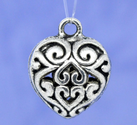 Antiksilber Metall Herz Anhänger Perlen Beads 16x13mm.Verkauft eine Packung mit 10 Stücke