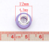 Изображение Бусины-разделители из Имитации Жемчуга Акрил 12mm x 10mm，Фиолетовые，Сердцевины для Бусин Чистое Серебро 925 Имитация，Годные для пандора ，Проданные 30 шт/уп