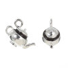 Picture of Zinc Metal Alloy 3D Charm Pendants Teapot Silver Plated Black Enamel 17mm x12mm( 5/8" x 4/8"), 10 PCs