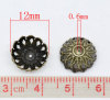 Picture of Brass Filigree Beads Caps Flower Antique Bronze (Fits 12mm Beads) 12mm( 4/8") x 6mm( 2/8"), 100 PCs                                                                                                                                                           