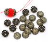 Picture of Brass Filigree Beads Caps Flower Antique Bronze (Fits 12mm Beads) 12mm( 4/8") x 6mm( 2/8"), 100 PCs                                                                                                                                                           