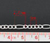 Picture of Alloy Open 5:1 Figaro Link Curb Chain Findings Silver Plated 7.5x3.5mm(2/8"x1/8") 4x3.2mm(1/8"x1/8"), 10 M