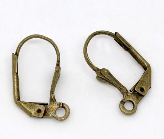 Bild von Messing Ohrringe Klappbrisuren Bronzefarbe 17mm x 10mm 50 Stück                                                                                                                                                                                               