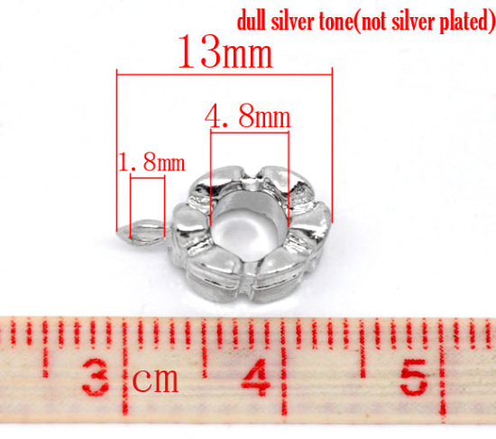 Picture of Silver Tone Cross Bail Beads Fit European Bracelet 13x8mm, sold per packet of 50