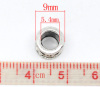 Image de Perles à Gros Trou au Style Européen en Alliage de Zinc Colonne Gravé Mots " S " Argent Antique 9mm Dia, Tailles de Trous: 5.4mm, 50 Pcs