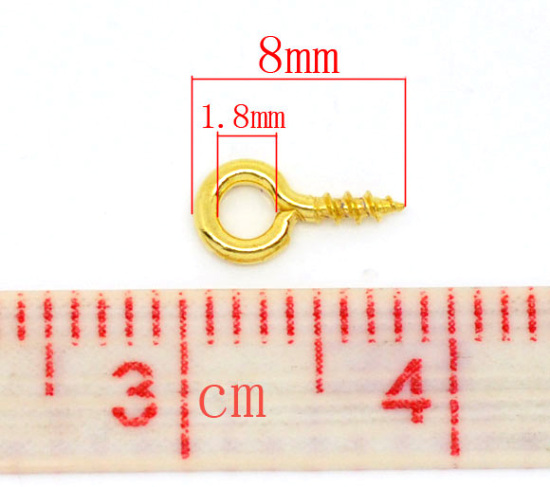 Picture of Gold Plated Screw Eyes Bails Top Drilled Findings 8x4mm, sold per packet of 1000