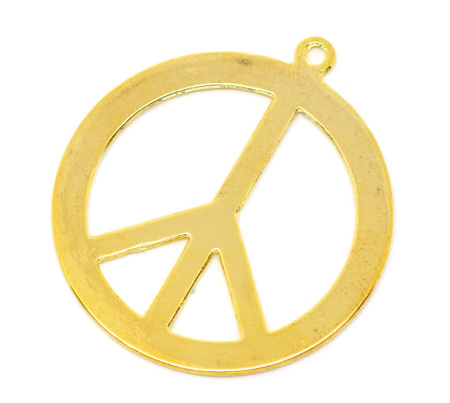 Imagen de Colgantes Aleación del Metal Del Zinc de Signo de Paz Chapado en Oro 4.4cm x 4cm, 10 Unidades