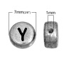 Image de Perle en Acrylique Rond Argent-Gris Mixte Alphabet/Lettre au Hasard 7mm Dia, Taille de Trou: 1mm, 500 PCs