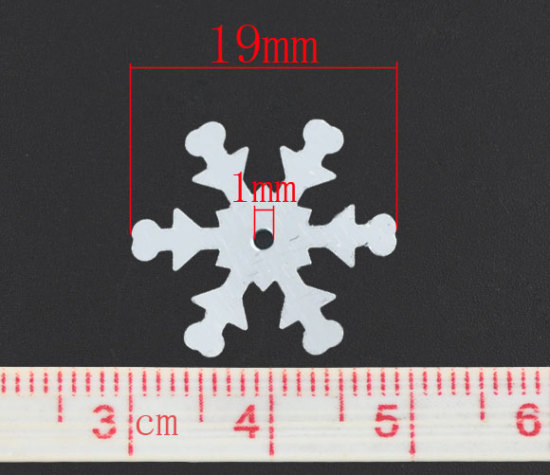 Picture of PVC Sequins Paillettes Christmas Snowflake Silvery White 19x17mm(6/8"x5/8"), 1000 PCs