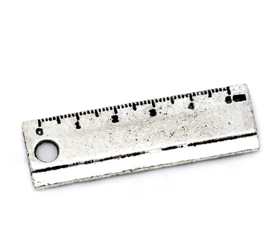 Bild von Antiksilber Lineal Charm Anhänger 24x7.5mm.Verkauft eine Packung mit 50
