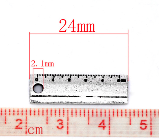Bild von Antiksilber Lineal Charm Anhänger 24x7.5mm.Verkauft eine Packung mit 50