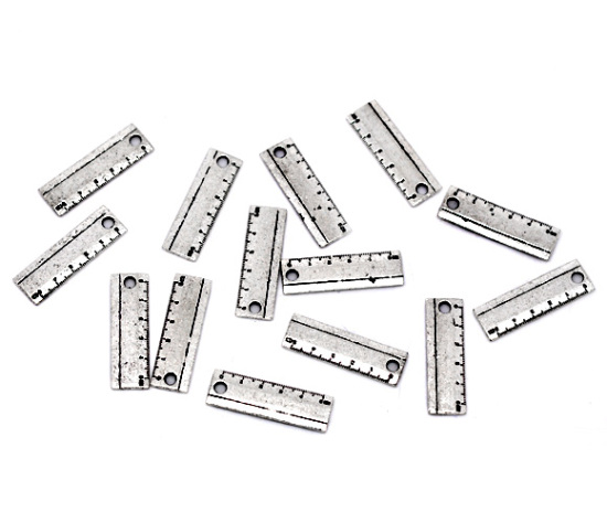 Bild von Antiksilber Lineal Charm Anhänger 24x7.5mm.Verkauft eine Packung mit 50