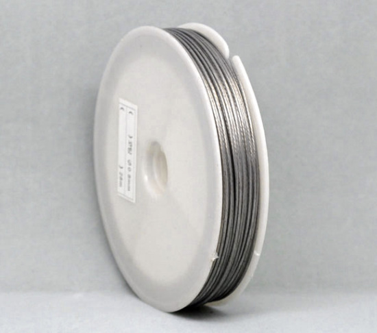 Picture of Stainless Steel Beading Wire Thread Cord Antique Silver Color 0.8mm, 1 Roll (15M/Roll)