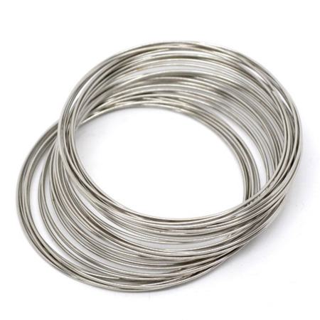 200 Aros Acero Beading Wire Componentes de pulsera Ronda Tono de Plata 0.6mm 40mm Dia.