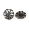 Picture of 50 PCs Zinc Based Alloy Metal Sewing Shank Buttons Single Hole Antique Silver Color Round Filigree 18mm Dia.