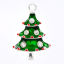 Picture of 50 PCs Zinc Based Alloy Charms Silver Plated Green Christmas Tree Enamel Clear Rhinestone 26mm x 17mm