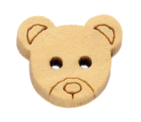 Imagen de Costura Botón Dos Agujeros Madera de Oso,Amariillo Pálido 13mm x 11mm, 200 Unidades