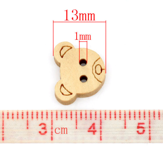Imagen de Costura Botón Dos Agujeros Madera de Oso,Amariillo Pálido 13mm x 11mm, 200 Unidades
