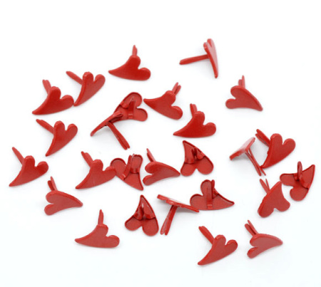 Clavitos Aleación del Metal Del Zinc de Corazón,Rojo 12mm x 11mm, 100 Unidades