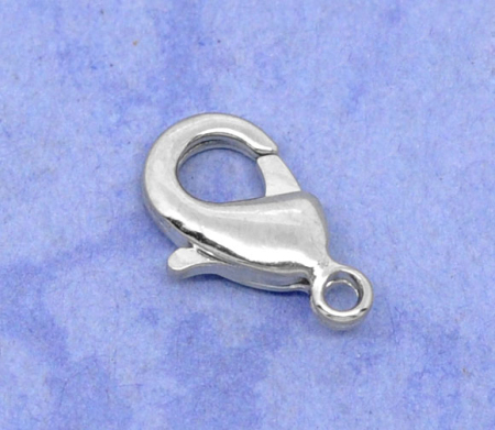 Bild von Messing Karabinerverschluss Silberfarbe 12mm x 7mm 50 Stück