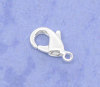 Picture of Brass Lobster Clasps Silver Plated 12mm( 4/8") x 7mm( 2/8"), 50 PCs