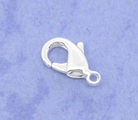Brass Lobster Clasps Silver Plated 12mm( 4/8") x 7mm( 2/8"), 50 PCs