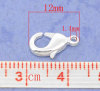 Picture of Brass Lobster Clasps Silver Plated 12mm( 4/8") x 7mm( 2/8"), 50 PCs