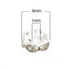 Picture of Brass Rondelle Spacer Beads Round Silver Plated Clear Rhinestone About 6mm( 2/8") Dia, Hole:Approx 1mm, 100 PCs                                                                                                                                               