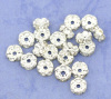Picture of Brass Rondelle Spacer Beads Round Silver Plated Clear Rhinestone About 8mm( 3/8") Dia, Hole:Approx 1.2mm, 100 PCs                                                                                                                                             