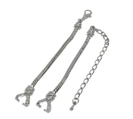Brass Watch Chain For Watch Face Silver Tone 7.5cm(3") 8.5cm(3 3/8"), 2 Sets