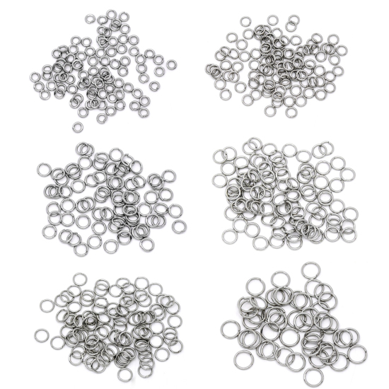 Picture of 304 Stainless Steel Open Jump Rings Findings Round Silver Tone 4mm( 1/8") Dia, 500 PCs