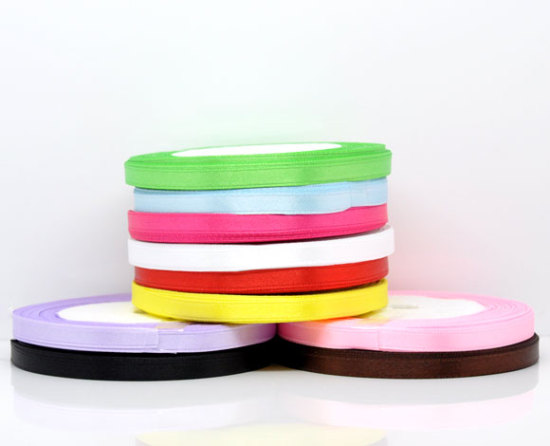 Picture of Polyester Easter Satin Ribbon Mixed 10 Colors About 6.7mm( 2/8"), 10 Rolls(Approx 25 Yards/Roll)