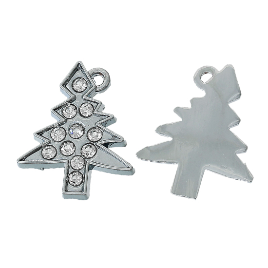 Image de 10 Pendentifs Charms Sapin de Noël Strass 22x21mm
